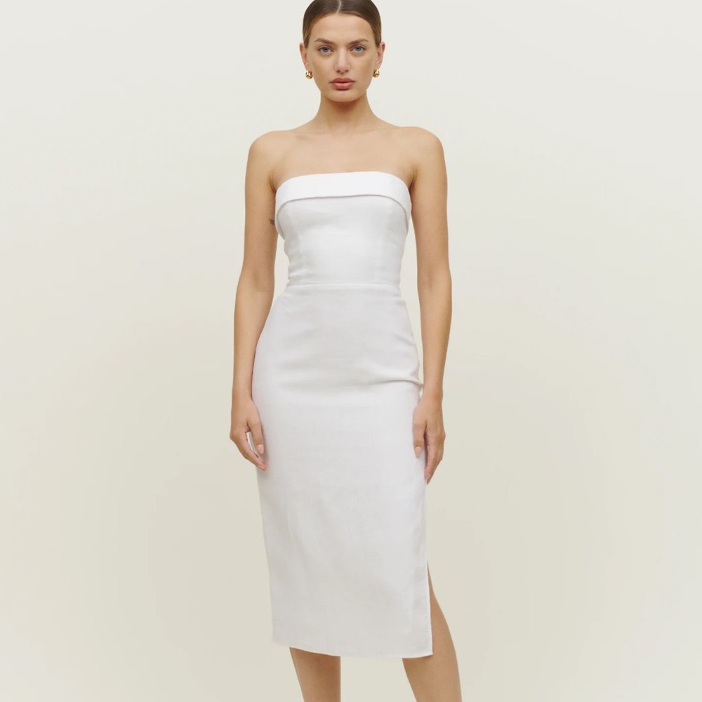 NWT Reformation Marcella Dress White Linen, size 4